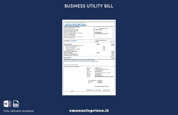 stile verificato Modello di bolletta delle utenze aziendali Moldova Moldtelecom
